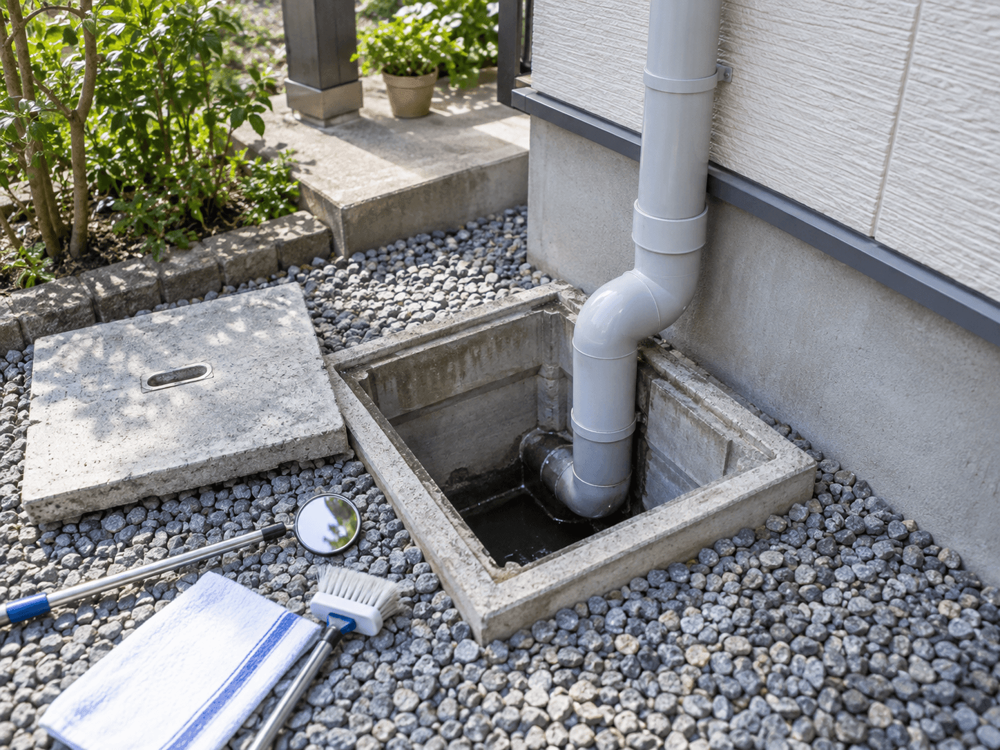屋外水栓・屋外給排水の設備・施工イメージ